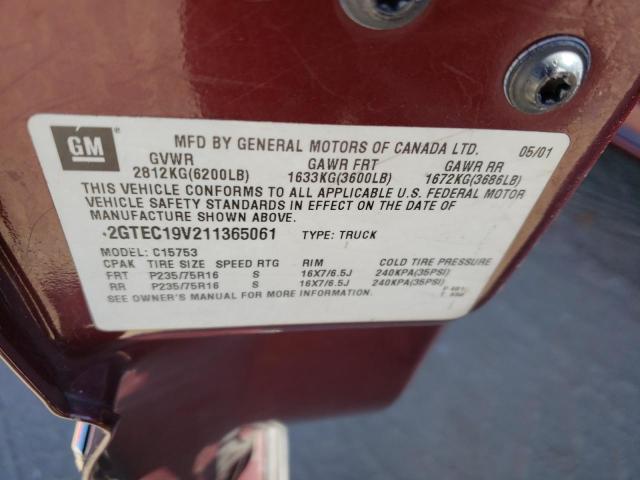 Photo 10 from auction – 2001 GMC NEW SIERRA with VIN 2GTEC19V211365061
