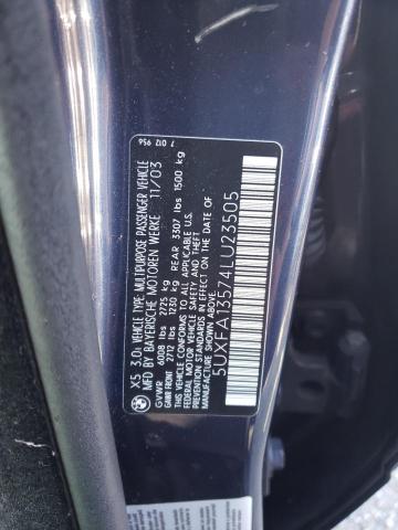Photo 10 from auction – 2004 BMW X5 3.0I with VIN 5UXFA13574LU23505