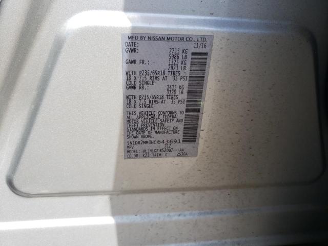 Photo 10 from auction – 2017 NISSAN PATHFINDER with VIN 5N1DR2MM3HC643691