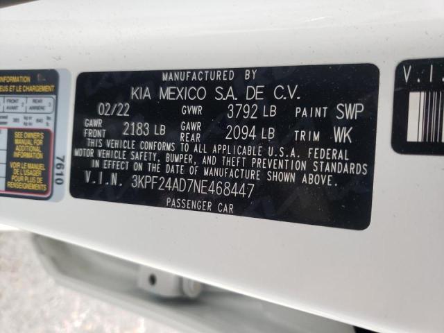Photo 10 from auction – 2022 KIA FORTE FE with VIN 3KPF24AD7NE468447
