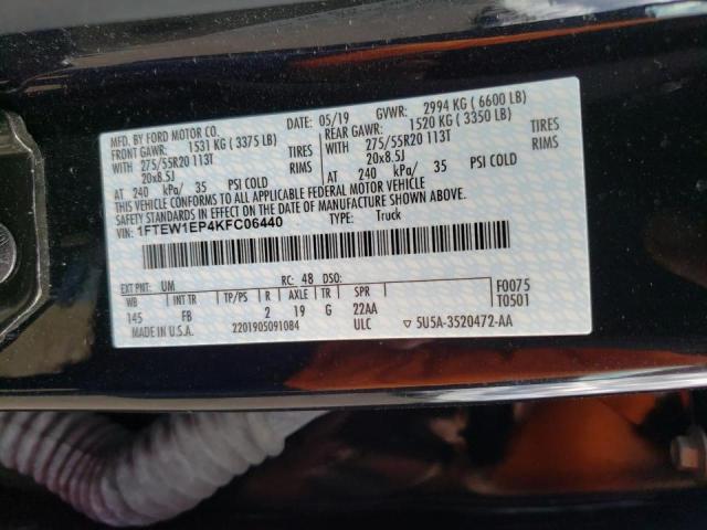 Photo 10 from auction – 2019 FORD F150 SUPER with VIN 1FTEW1EP4KFC06440
