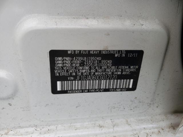 Photo 10 from auction – 2012 SUBARU IMPREZA PR with VIN JF1GJAD60CG012120