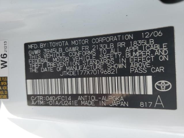 Photo 10 from auction – 2007 SCION TC with VIN JTKDE177X70196821