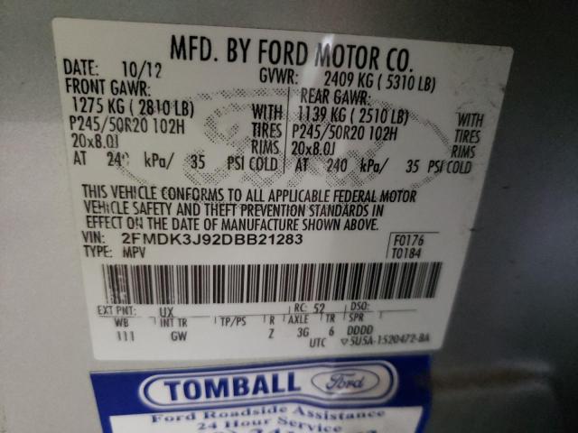 Photo 10 from auction – 2013 FORD EDGE SEL with VIN 2FMDK3J92DBB21283