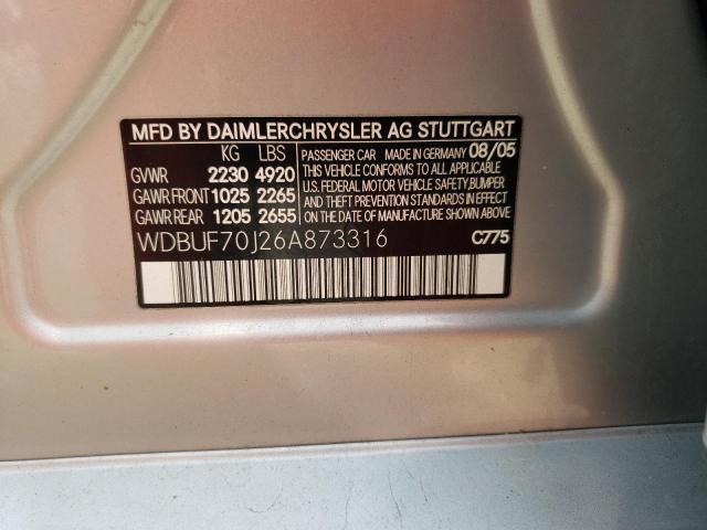 Photo 10 from auction – 2006 MERCEDES-BENZ E 500 with VIN WDBUF70J26A873316