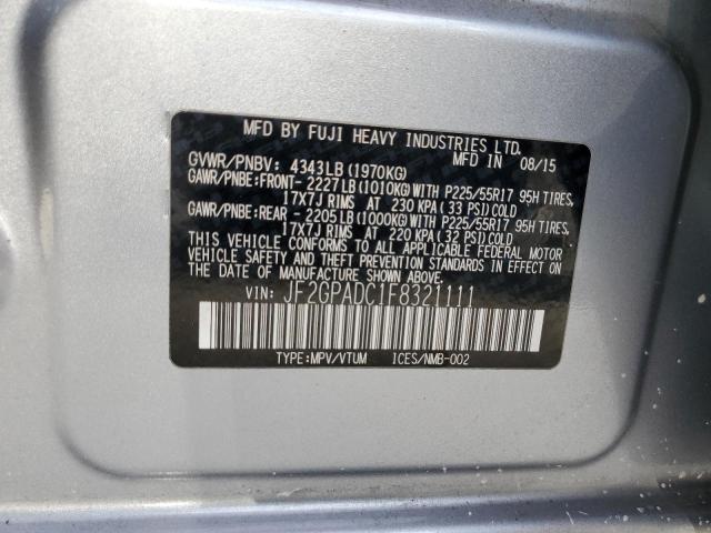 Photo 10 from auction – 2015 SUBARU XV CROSSTR with VIN JF2GPADC1F8321111