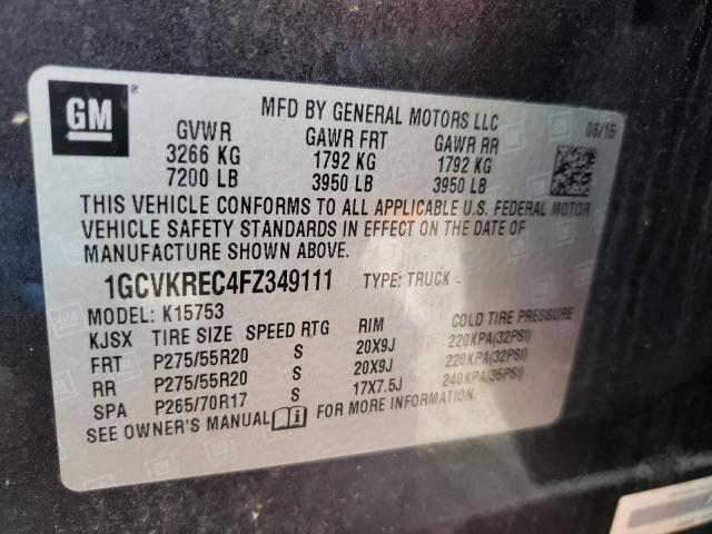 Photo 10 from auction – 2015 CHEVROLET SILVERADO with VIN 1GCVKREC4FZ349111