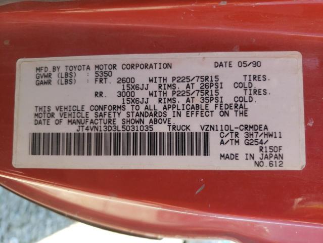 Photo 10 from auction – 1990 TOYOTA PICKUP 1/2 with VIN JT4VN13D3L5031035
