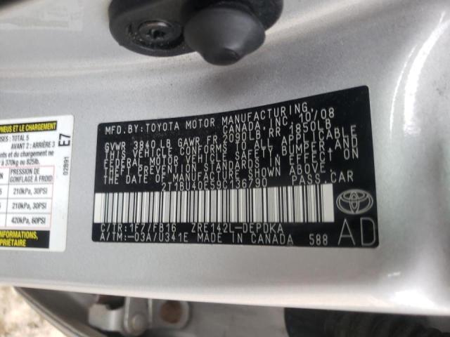 Photo 10 from auction – 2009 TOYOTA COROLLA BA with VIN 2T1BU40E59C136790