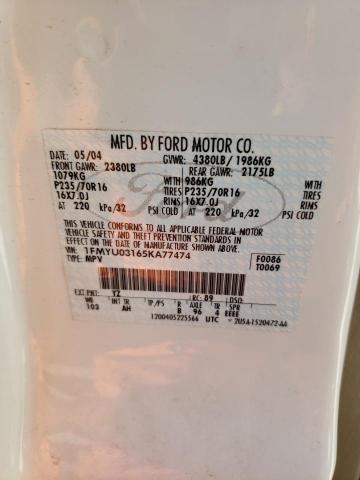 Photo 10 from auction – 2005 FORD ESCAPE XLT with VIN 1FMYU03165KA77474