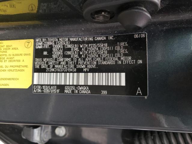 Photo 10 from auction – 2007 LEXUS RX 350 with VIN 2T2HK31U37C019458