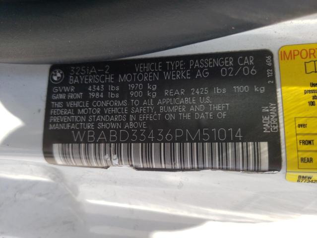 Photo 10 from auction – 2006 BMW 325 CI with VIN WBABD33436PM51014