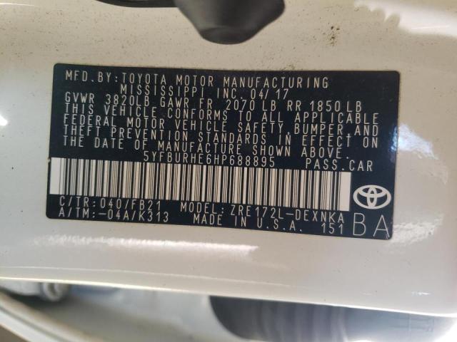 Photo 10 from auction – 2017 TOYOTA COROLLA L with VIN 5YFBURHE6HP688895