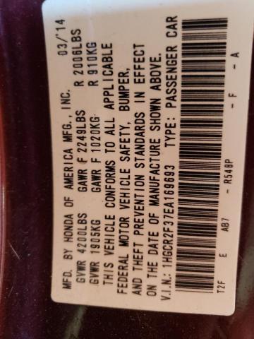 Photo 10 from auction – 2014 HONDA ACCORD LX with VIN 1HGCR2F37EA169693