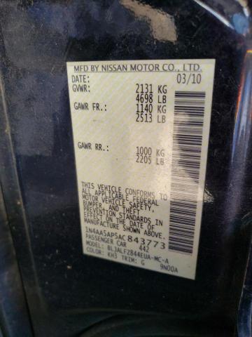 Photo 10 from auction – 2010 NISSAN MAXIMA S with VIN 1N4AA5AP5AC843773