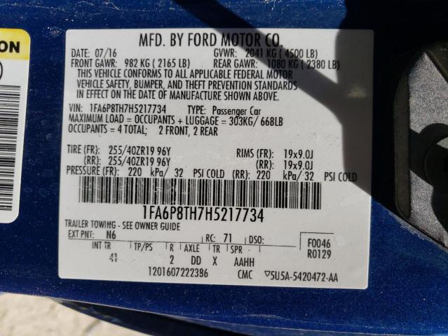 Photo 10 from auction – 2017 FORD MUSTANG with VIN 1FA6P8TH7H5217734