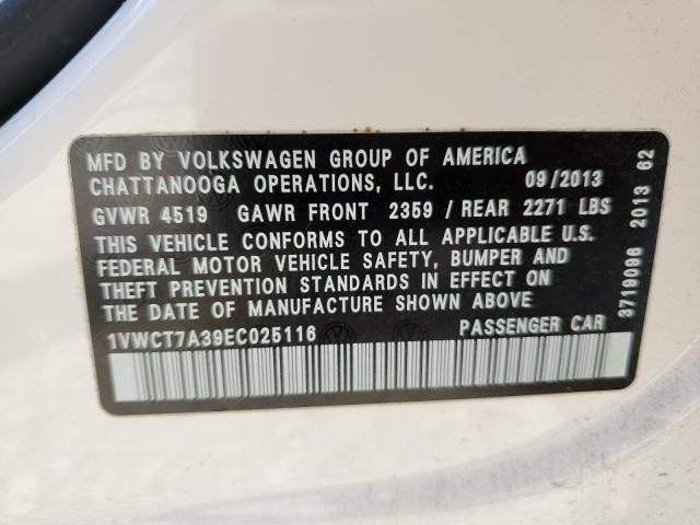 Photo 10 from auction – 2014 VOLKSWAGEN PASSAT SEL with VIN 1VWCT7A39EC025116