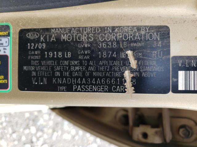 Photo 10 from auction – 2010 KIA RIO LX with VIN KNADH4A34A6661178