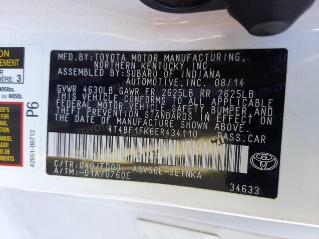 Photo 10 from auction – 2014 TOYOTA CAMRY L with VIN 4T4BF1FK6ER434110