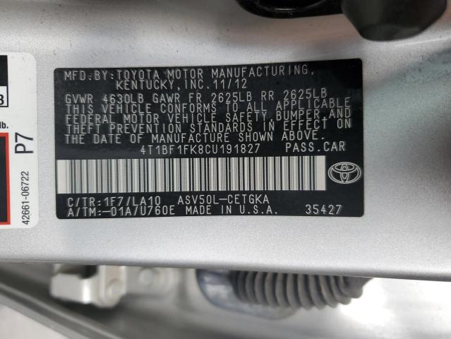 Photo 10 from auction – 2012 TOYOTA CAMRY BASE with VIN 4T1BF1FK8CU191827