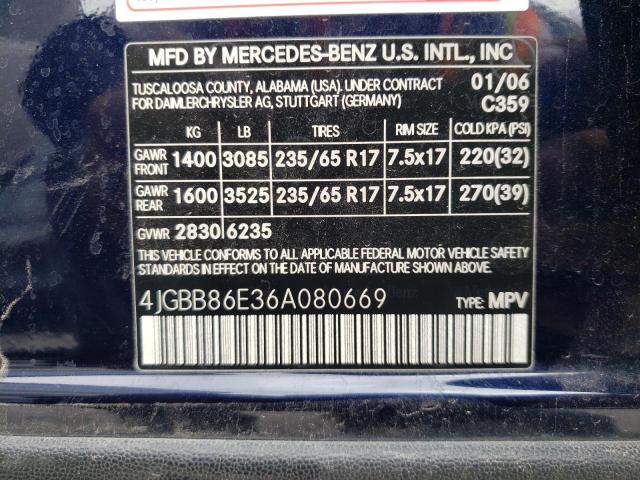 Photo 10 from auction – 2006 MERCEDES-BENZ ML 350 with VIN 4JGBB86E36A080669