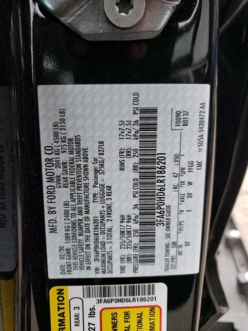 Photo 10 from auction – 2020 FORD FUSION SE with VIN 3FA6P0HD6LR186201