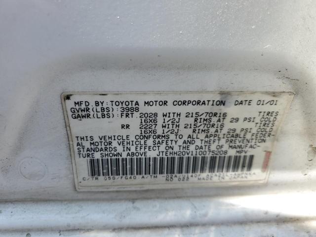 Photo 10 from auction – 2001 TOYOTA RAV4 with VIN JTEHH20V110075208