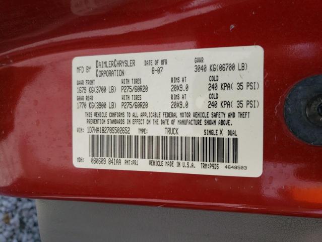 Photo 10 from auction – 2008 DODGE RAM 1500 S with VIN 1D7HA18278S502652