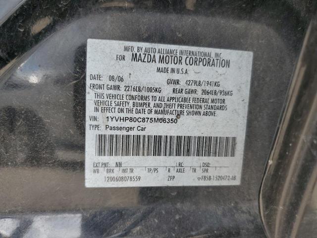 Photo 10 from auction – 2007 MAZDA 6 I with VIN 1YVHP80C875M06350