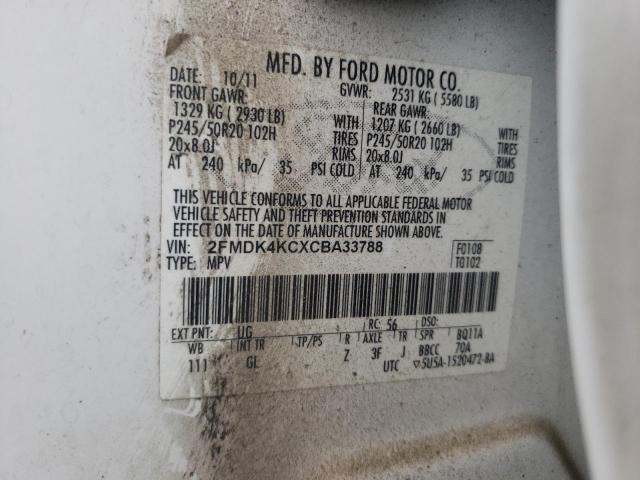 Photo 10 from auction – 2012 FORD EDGE LIMIT with VIN 2FMDK4KCXCBA33788