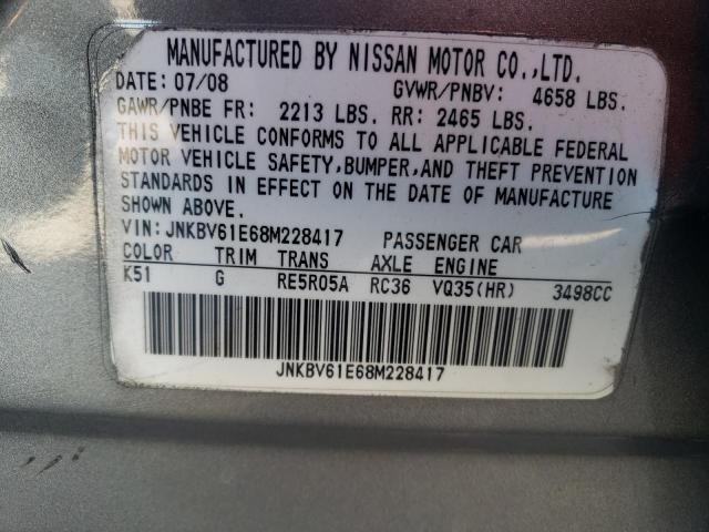 Photo 10 from auction – 2008 INFINITI G35 with VIN JNKBV61E68M228417