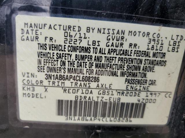 Photo 10 from auction – 2012 NISSAN SENTRA 2.0 with VIN 3N1AB6AP4CL608286