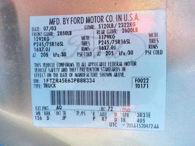 Photo 10 from auction – 2003 FORD RANGER SUP with VIN 1FTZR45E63PB88334