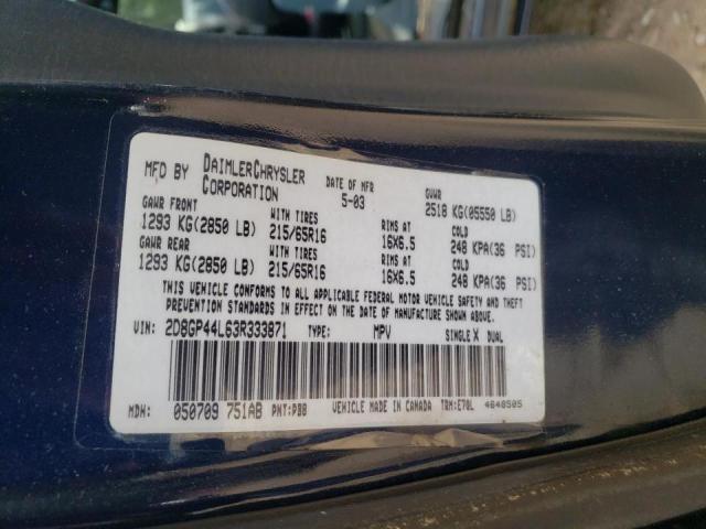 Photo 10 from auction – 2003 DODGE GRAND CARA with VIN 2D8GP44L63R333871
