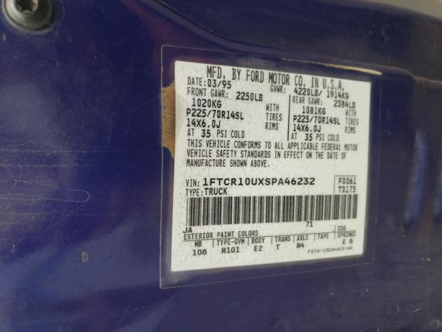 Photo 10 from auction – 1995 FORD RANGER with VIN 1FTCR10UXSPA46232