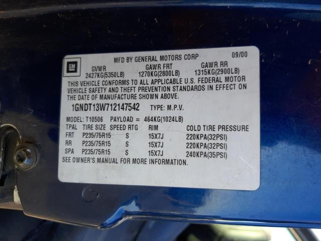 Photo 10 from auction – 2001 CHEVROLET BLAZER with VIN 1GNDT13W712147542