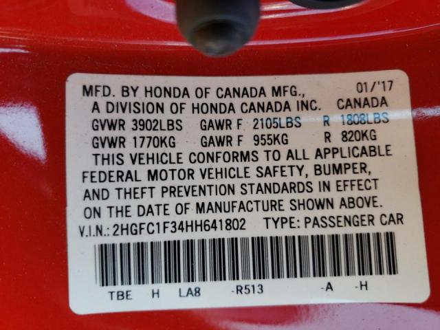 Photo 10 from auction – 2017 HONDA CIVIC EX with VIN 2HGFC1F34HH641802