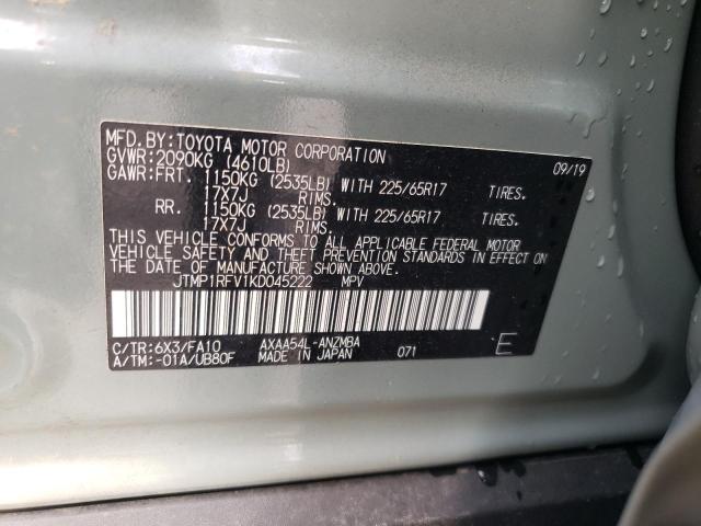 Foto 10 de la subasta – 2019 TOYOTA RAV4 XLE con VIN JTMP1RFV1KD045222