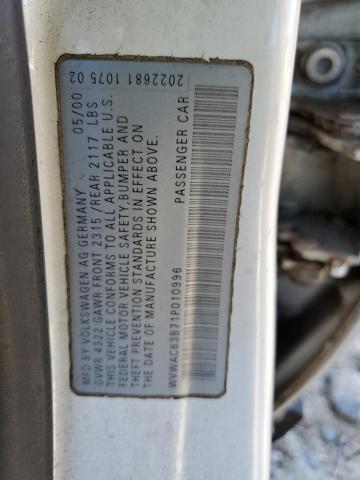 Photo 10 from auction – 2001 VOLKSWAGEN PASSAT GLS with VIN WVWAC63B71P010996