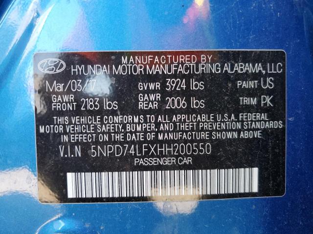 Photo 10 from auction – 2017 HYUNDAI ELANTRA SE with VIN 5NPD74LFXHH200550