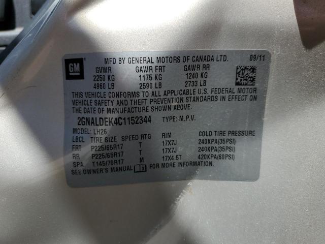 Photo 10 from auction – 2012 CHEVROLET EQUINOX LT with VIN 2GNALDEK4C1152344