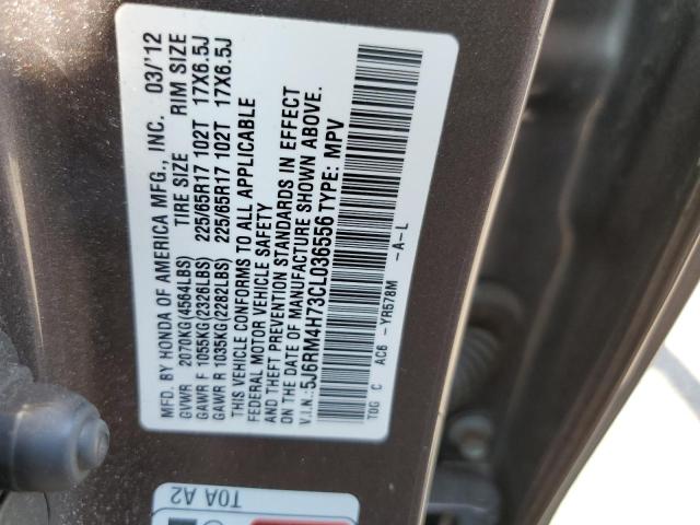 Photo 10 from auction – 2012 HONDA CR-V EXL with VIN 5J6RM4H73CL036556