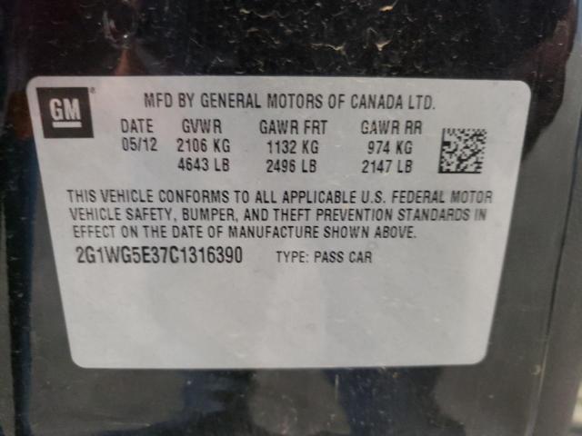 Photo 10 from auction – 2012 CHEVROLET IMPALA LT with VIN 2G1WG5E37C1316390