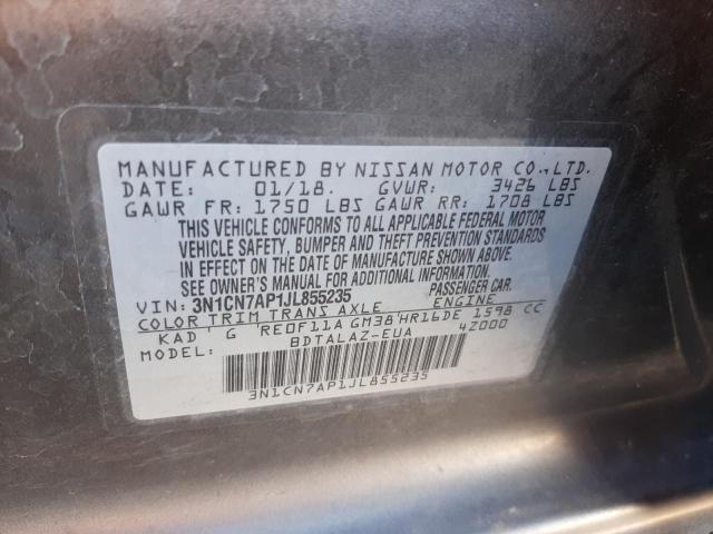 Photo 10 from auction – 2018 NISSAN VERSA S with VIN 3N1CN7AP1JL855235