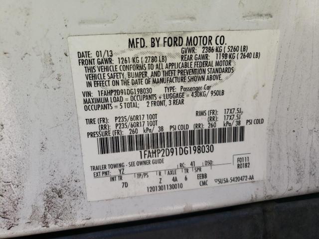 Photo 10 from auction – 2013 FORD TAURUS SE with VIN 1FAHP2D91DG198030
