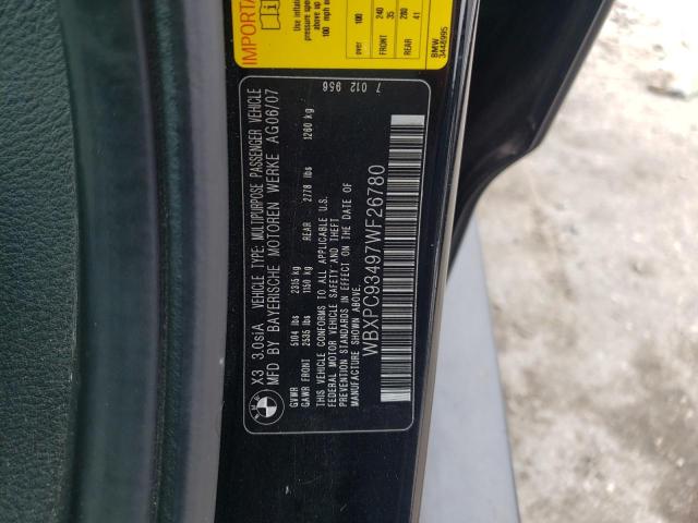 Photo 10 from auction – 2007 BMW X3 with VIN WBXPC93497WF26780