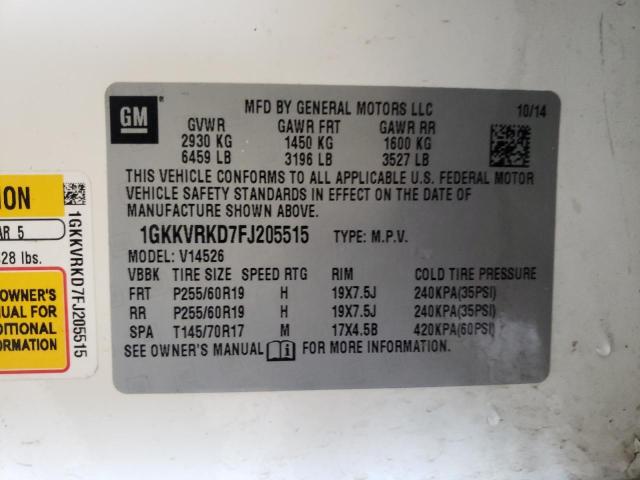 Photo 10 from auction – 2015 GMC ACADIA SLT with VIN 1GKKVRKD7FJ205515