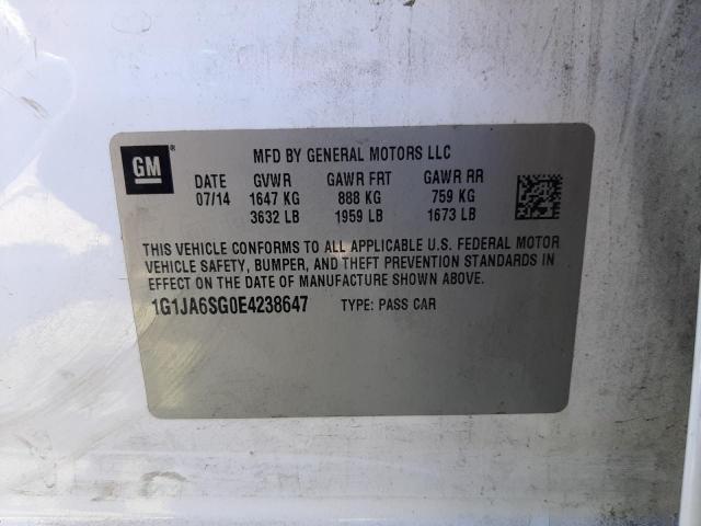 Photo 10 from auction – 2014 CHEVROLET SONIC LS with VIN 1G1JA6SG0E4238647