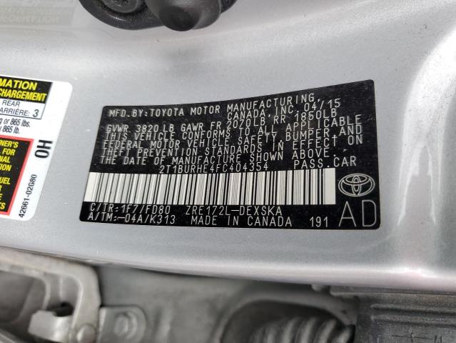 Photo 10 from auction – 2015 TOYOTA COROLLA L with VIN 2T1BURHE4FC404354
