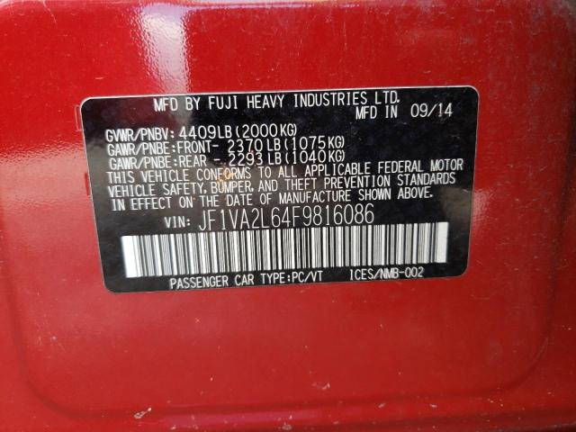Photo 10 from auction – 2015 SUBARU WRX STI with VIN JF1VA2L64F9816086